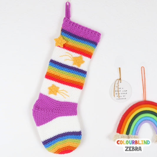 Crochet Rainbow Christmas Stocking