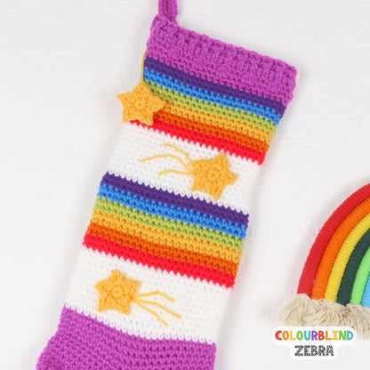 Crochet Rainbow Christmas Stocking