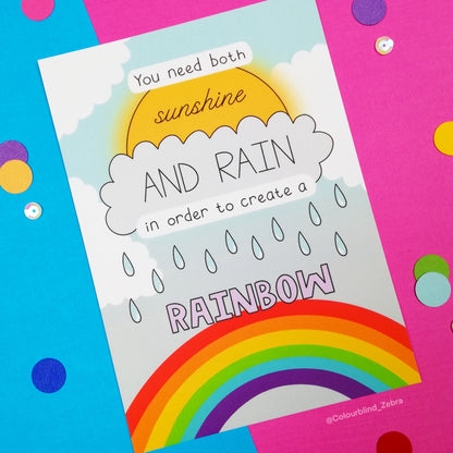 You Need Sunshine and Rain to Create a Rainbow Postcard