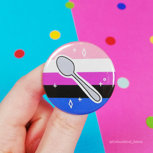 Genderfluid Spoonie Pride Flag Button Badge