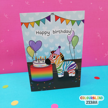 Happy Birthday Rainbow Zebra Card