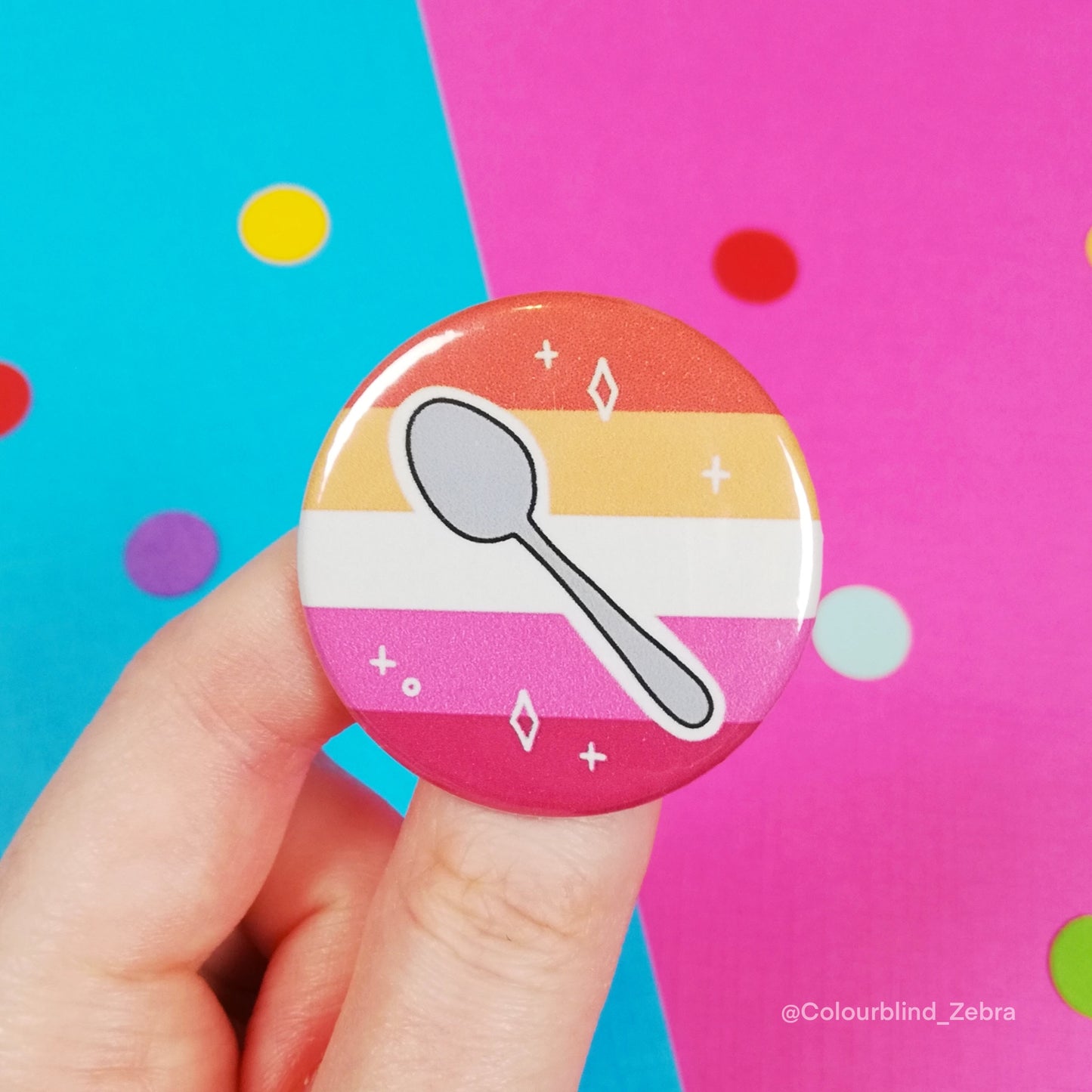 Lesbian Spoonie Pride Flag Button Badge