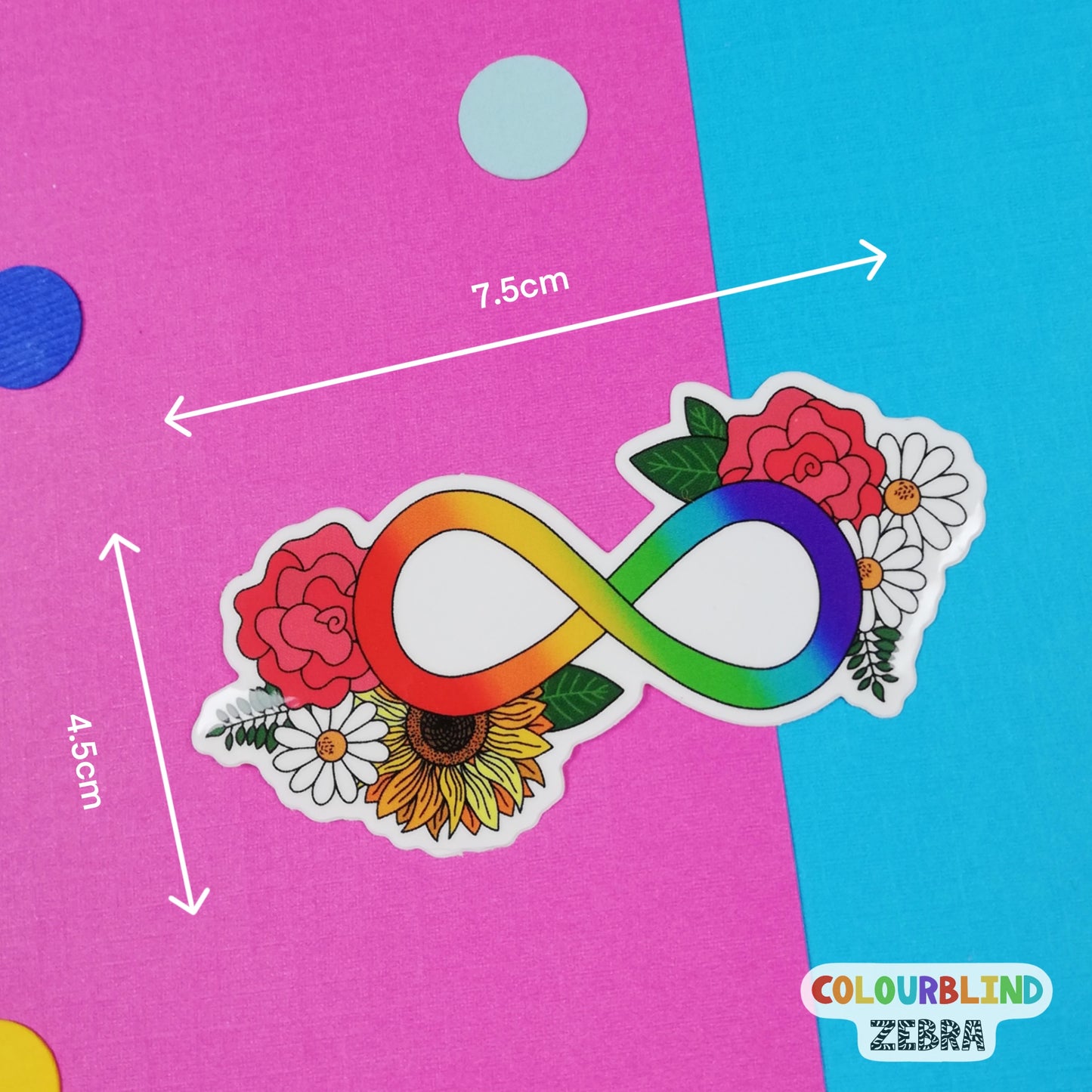 Floral Rainbow Infinity Symbol Vinyl Sticker