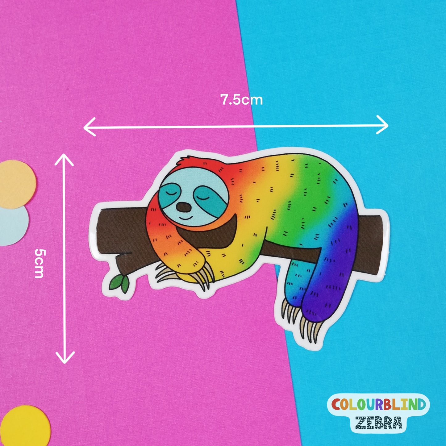 Rainbow Sloth Vinyl Sticker