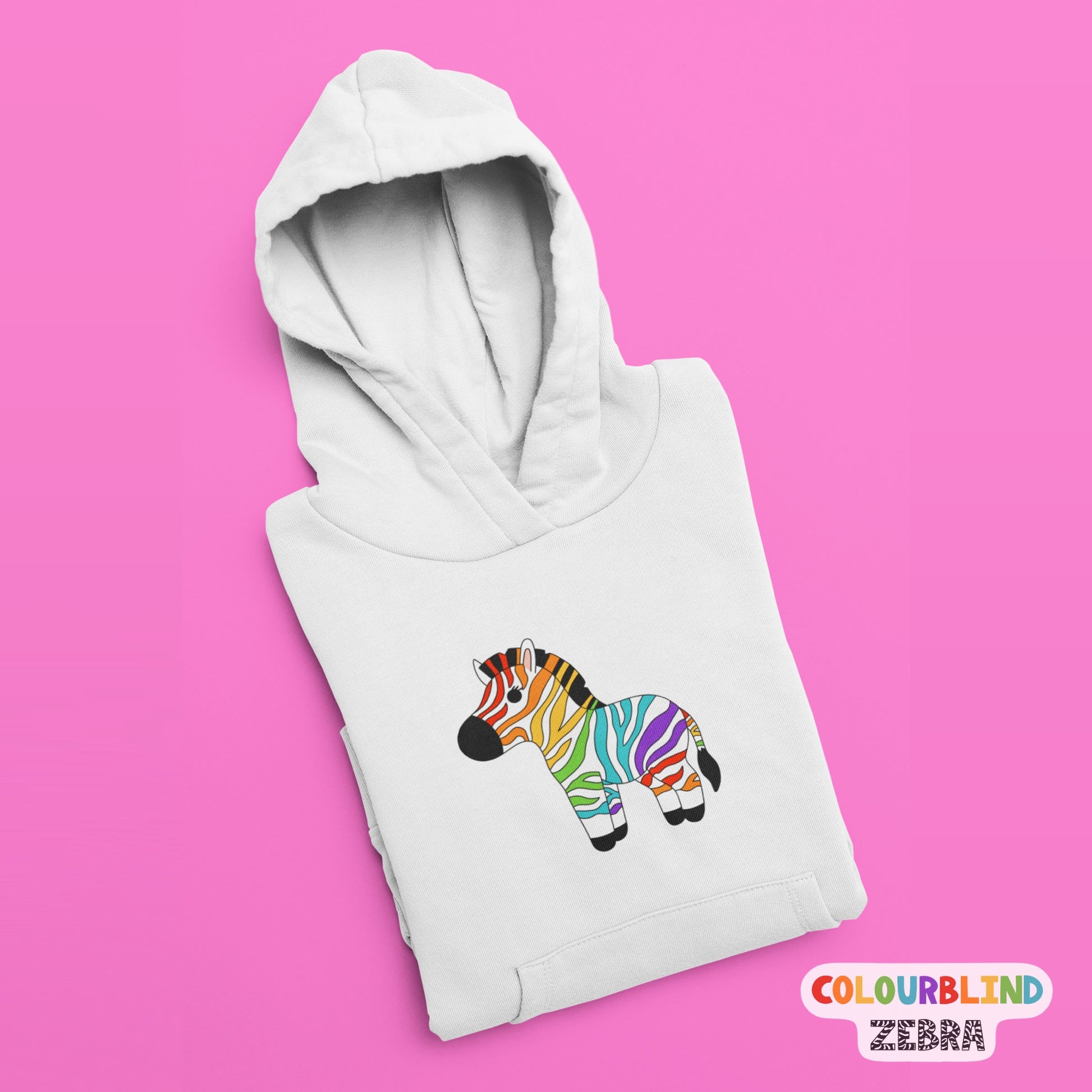 Rainbow Zebra Hoodie – Colourblind Zebra