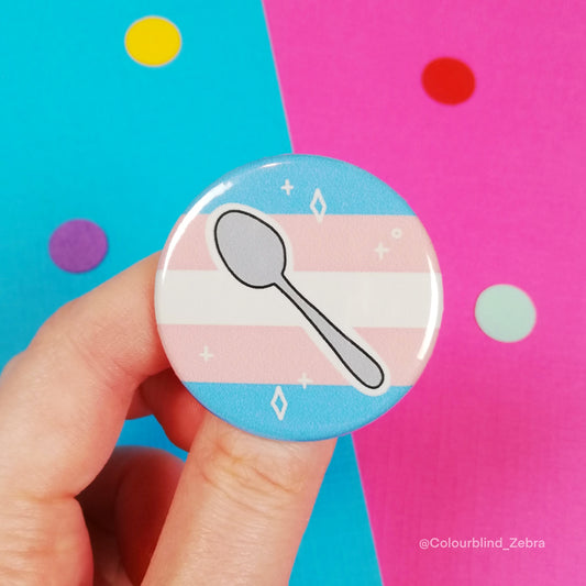 Transgender Spoonie Pride Flag Button Badge