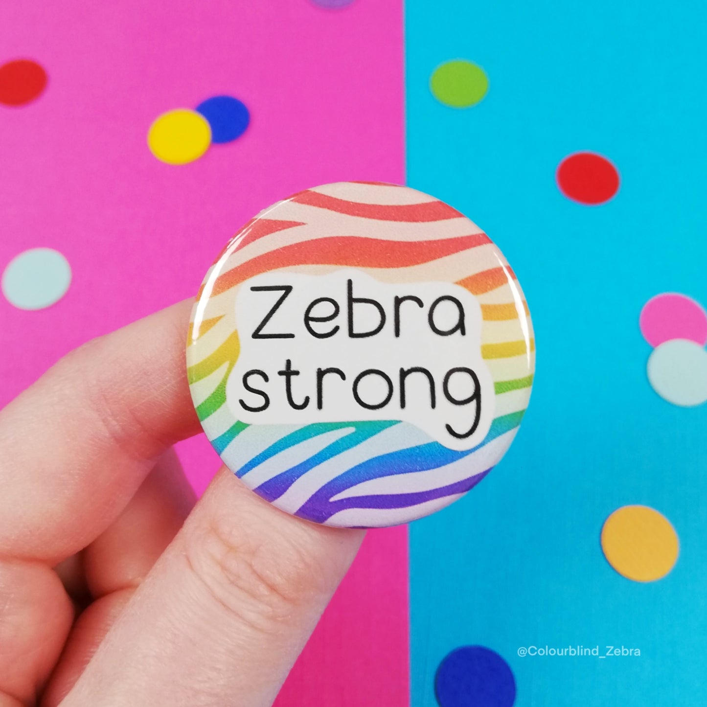 Zebra Strong Button Badge